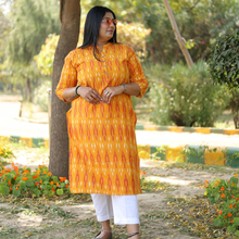 Load image into Gallery viewer, Deevaz Fashion And Lifestyle Women’s Cotton Stitched Ikkat Printed Kurti Women