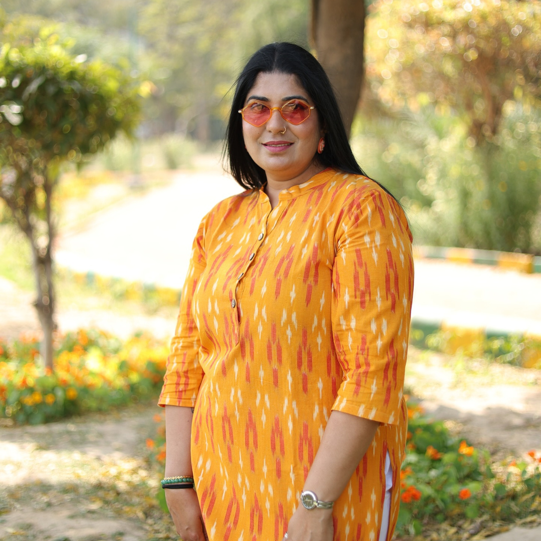 Deevaz Fashion And Lifestyle Women’s Cotton Stitched Ikkat Printed Kurti Women
