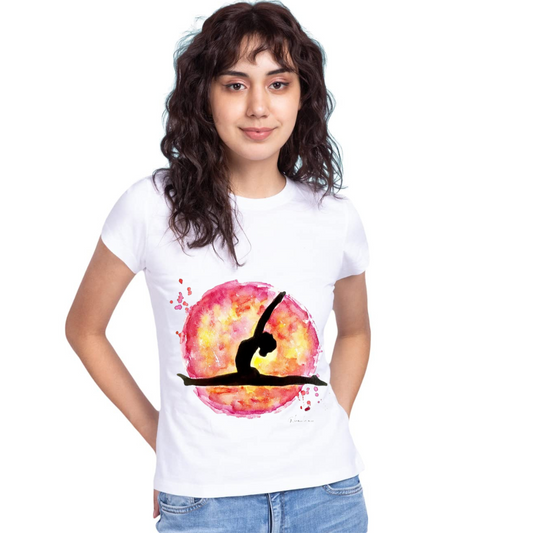 Deevaz Women’s Yoga T-Shirt, Colorful Yoga Pose Tee, Inspirational Quote Fitness Top, Yoga Journey Self-Discovery T-Shirt