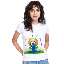 Load image into Gallery viewer, Deevaz Women’s Yoga T-Shirt, Colorful Yoga Pose Tee, Inspirational Quote Fitness Top, Yoga Journey Self-Discovery Shirt