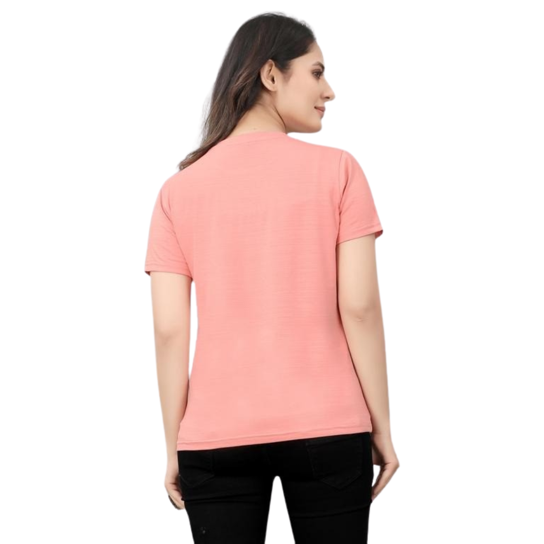 Deevaz Women's Cotton Half Sleeve Regular Fit Solid T-shirts Pink color.