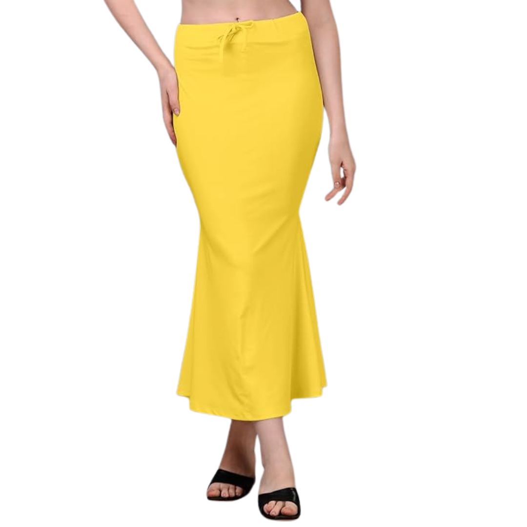 Deevaz Lycra Saree Shapewear (Side Slits) For Perfect Saree Shaper in Yellow Color.