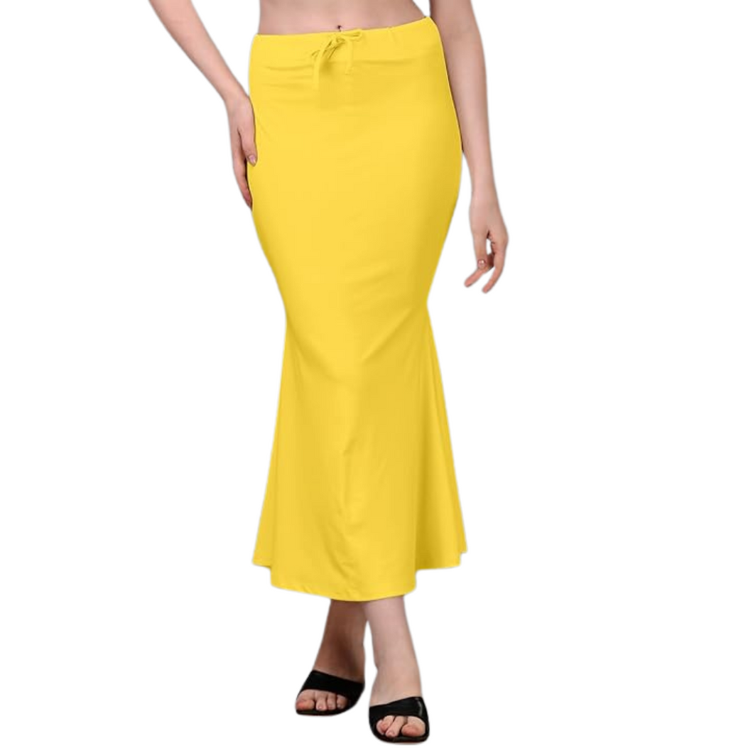Deevaz Lycra Saree Shapewear (Side Slits) For Perfect Saree Shaper in Yellow Color.