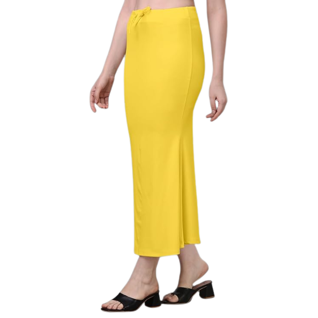Deevaz Lycra Saree Shapewear (Side Slits) For Perfect Saree Shaper in Yellow Color.