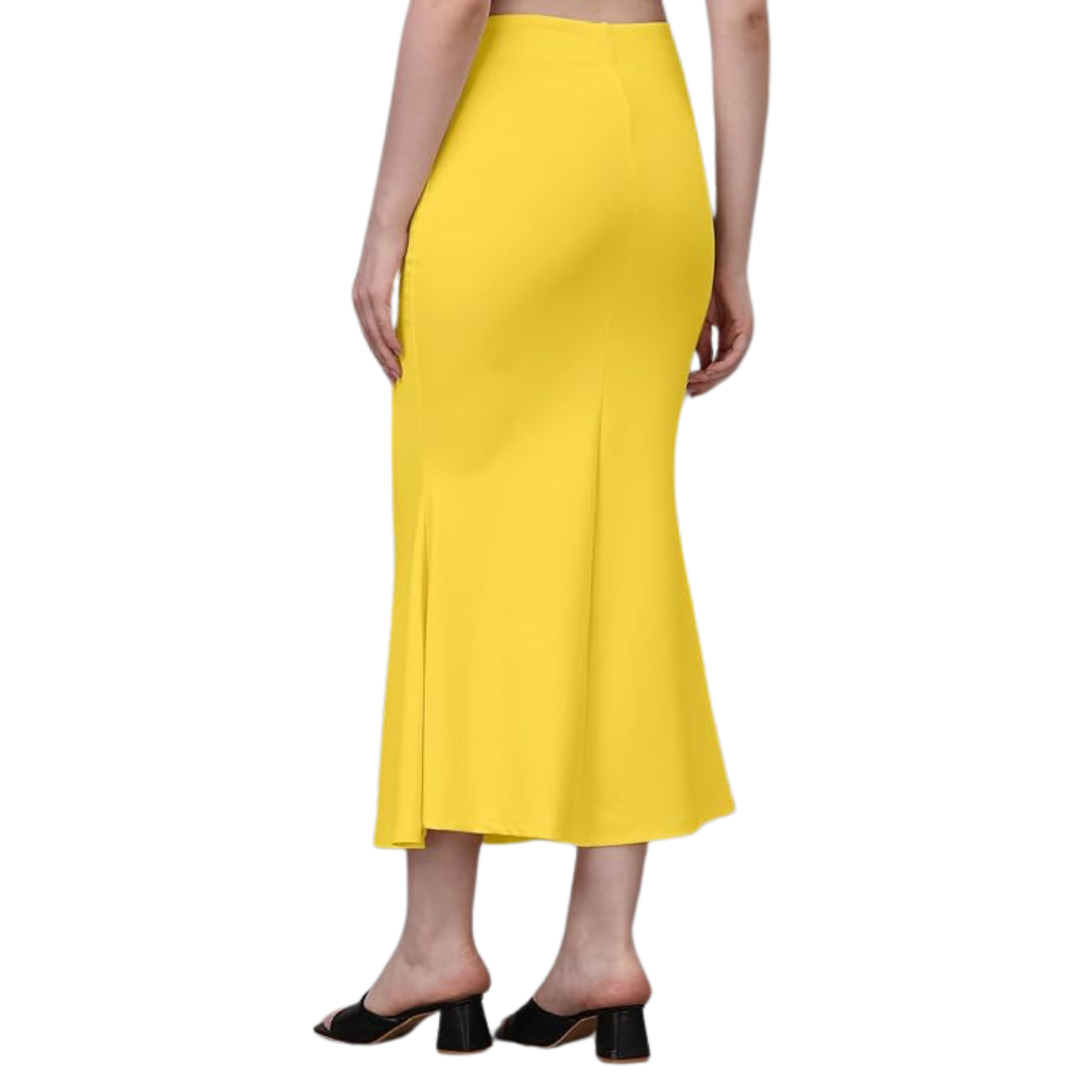 Deevaz Lycra Saree Shapewear (Side Slits) For Perfect Saree Shaper in Yellow Color.