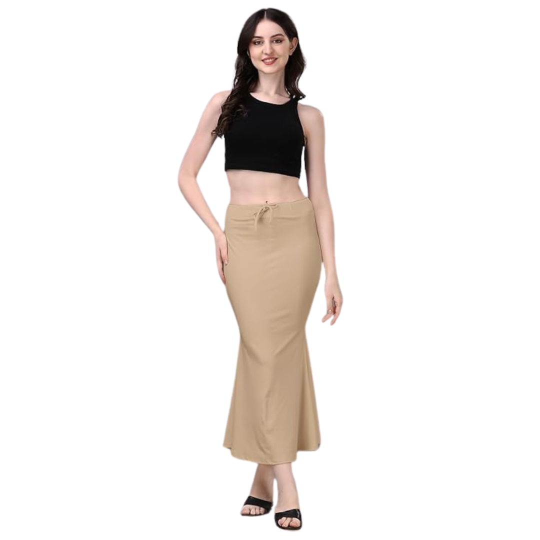 Deevaz Lycra Saree Shapewear (Side Slits) For Perfect Saree Shaper in New Cream Color.