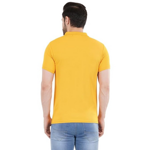 Deevaz Men's Solid Polo Neck Cotton Blend Yellow T-Shirt.