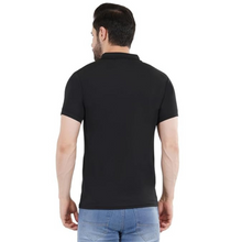 Load image into Gallery viewer, Deevaz Men&#39;s Solid Polo Neck Cotton Blend Black T-Shirt.