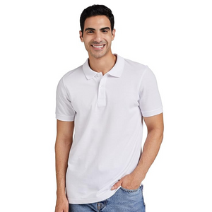 Deevaz Men's Solid Polo Neck Cotton Blend White T-Shirt.