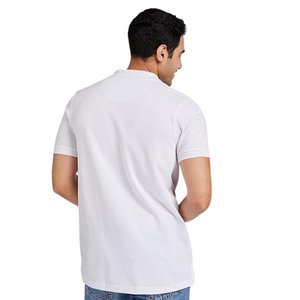 Deevaz Men's Solid Polo Neck Cotton Blend White T-Shirt.