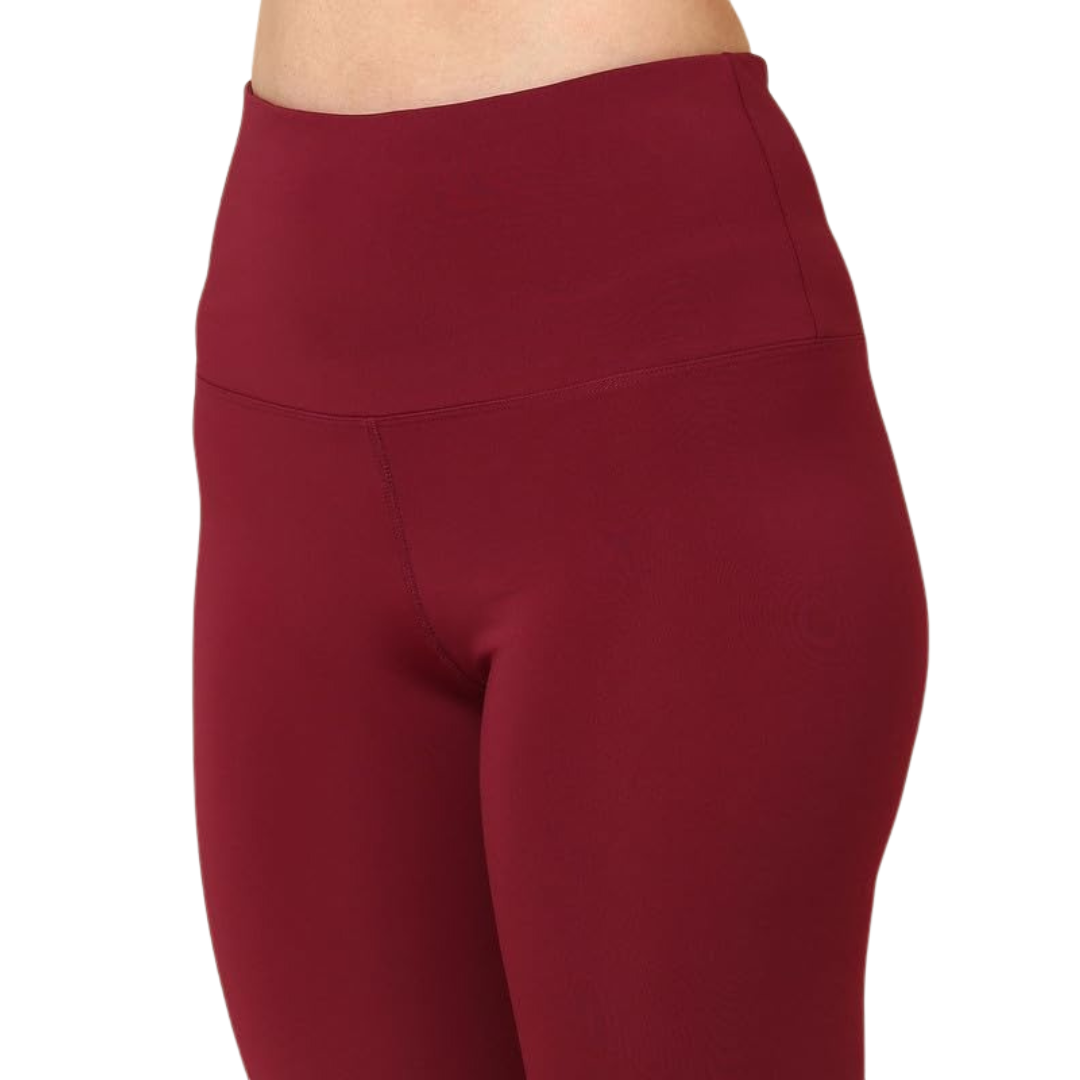 Deevaz Comfort & Snug Fit Active Ankle-Length Tights In Maroon Color (Back Pocket)