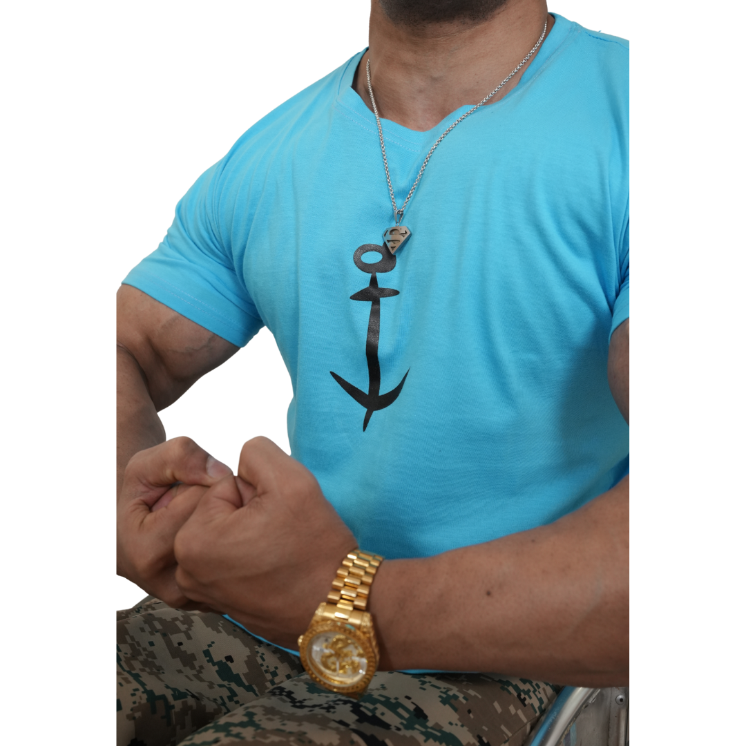 Deevaz Men's regular Fit  Cotton Half Sleeve Printed Sky Blue T-shirt for Men .