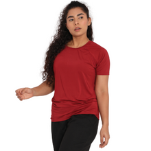 Load image into Gallery viewer, Deevaz Women Comfort Fit Round Neck Half Sleeve Neon T Shirts In Neon Maroon Color