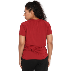 Deevaz Women Comfort Fit Round Neck Half Sleeve Neon T Shirts In Neon Maroon Color