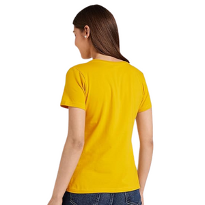 Deevaz Women Comfort Fit Round Neck Half Sleeve Cotton T Shirts In Yellow.