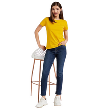 Load image into Gallery viewer, Deevaz Women Comfort Fit Round Neck Half Sleeve Cotton T Shirts In Yellow.