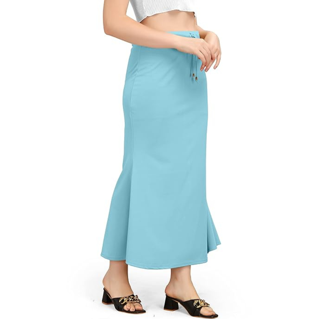 Deevaz Lycra Saree Shapewear (Side Slits) For Perfect Saree Shaper in Sky blue Color.