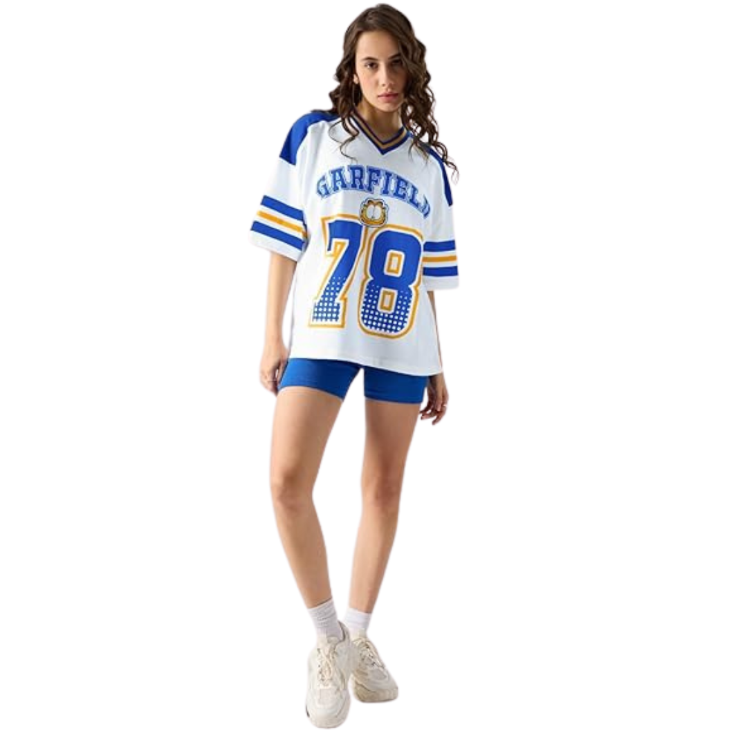 Deevaz Garfield: 78 Women's and Girls Regular Fit Half Sleeves Cotton White Color T-Shirt.