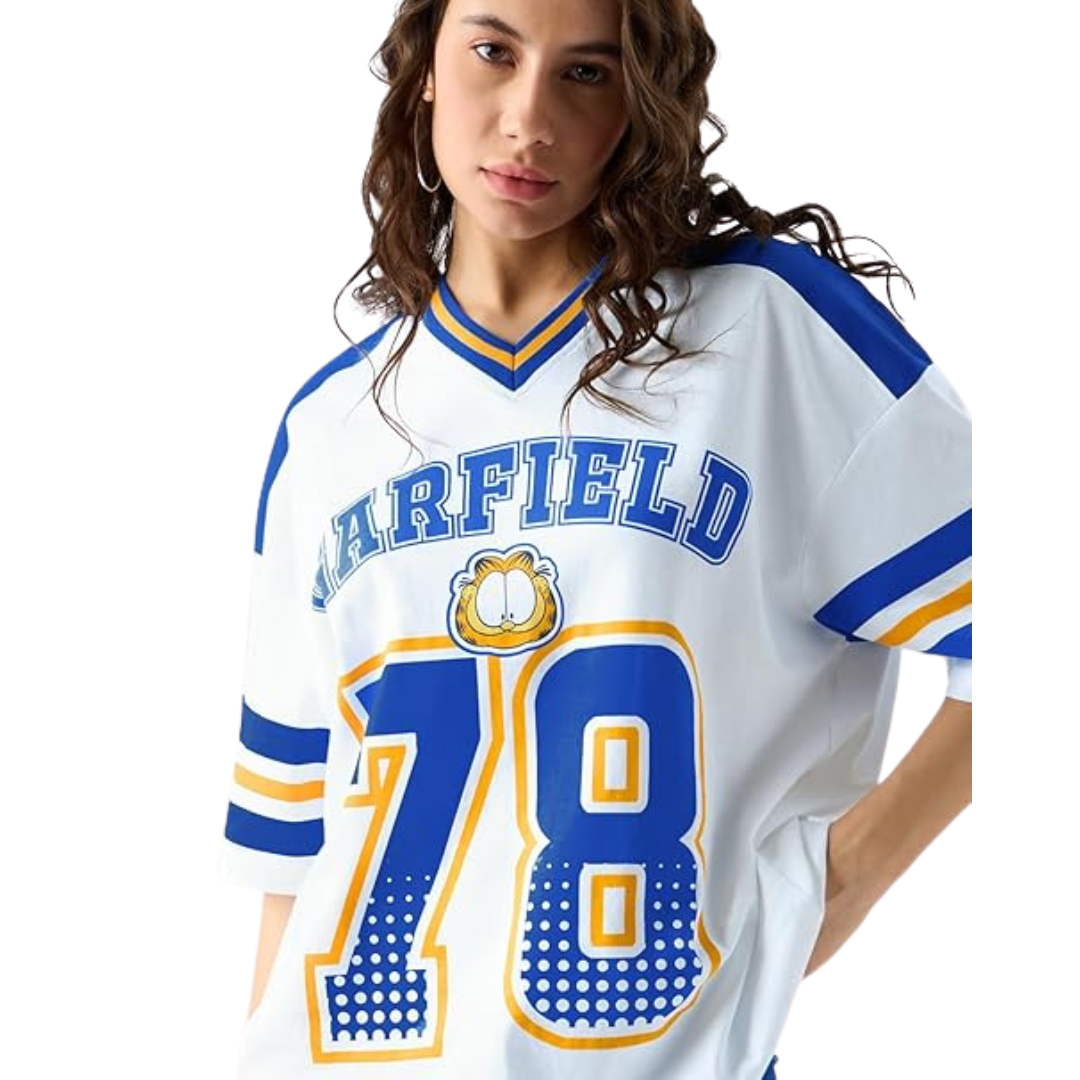Deevaz Garfield: 78 Women's and Girls Regular Fit Half Sleeves Cotton White Color T-Shirt.