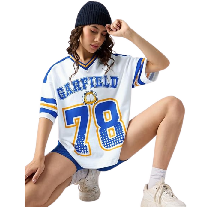 Deevaz Garfield: 78 Women's and Girls Regular Fit Half Sleeves Cotton White Color T-Shirt.