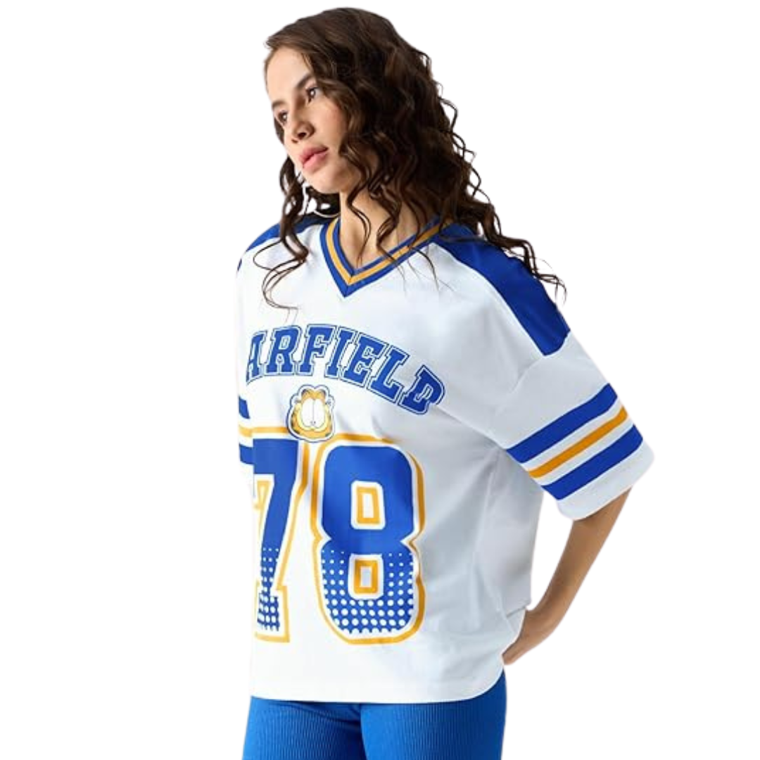 Deevaz Garfield: 78 Women's and Girls Regular Fit Half Sleeves Cotton White Color T-Shirt.
