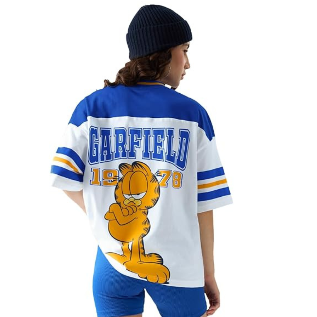Deevaz Garfield: 78 Women's and Girls Regular Fit Half Sleeves Cotton White Color T-Shirt.