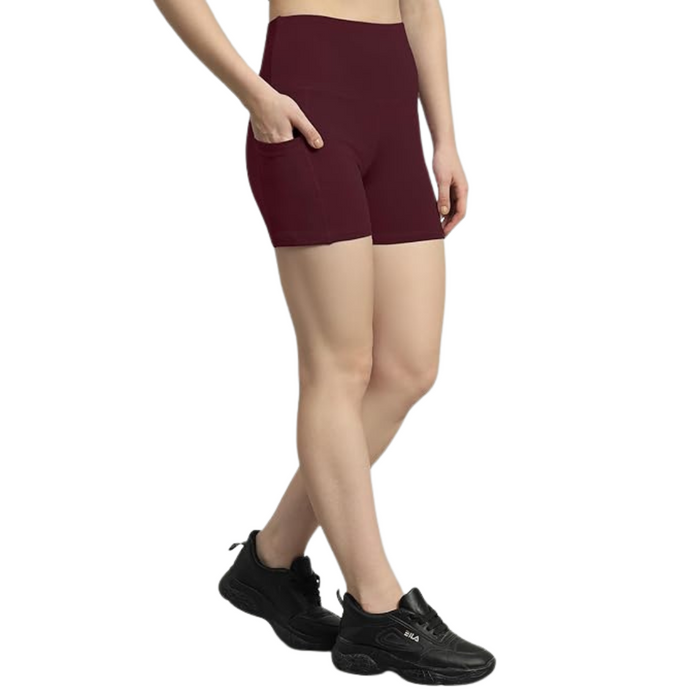Deevaz High Waist Workout Shorts for Women, Midnight Sky, Bike Shorts with Elastic Waistband and Pockets.