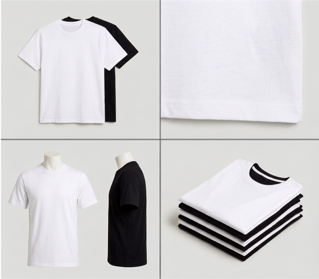 Deevaz Essential Plain Cottan T-Shirt Pack (Set of 2) – Premium Black & White Crew Necks