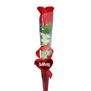 Deevaz Valentines Special Red Rose Flowers for Lovers Single Wrapped in plastic Cover (Pack of 1)