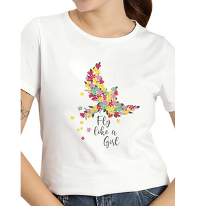 Deevaz Women Comfort Fit Round Neck Half Sleeve Cotton Printed Regular Fit T-Shirts Fly Like A Women.