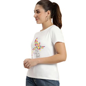 Deevaz Women Comfort Fit Round Neck Half Sleeve Cotton Printed Regular Fit T-Shirts Fly Like A Women.