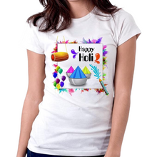 Load image into Gallery viewer, Deevaz Women Comfort Fit Round Neck Half Sleeve Holi T Shirts In White Color.