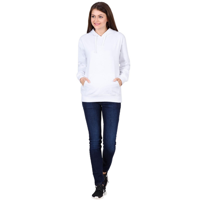 Deevaz Hoodie Full Sleeves Cool & Stylish Sweatshirt Winter Wear for Women In White Color.