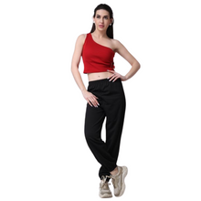 Load image into Gallery viewer, Deevaz Women&#39;s Solid Comfort Fleece Regular-Fit Cotton Joggers Track Pant In Black color.