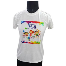 Load image into Gallery viewer, Deevaz Women Comfort Fit Round Neck Half Sleeve Holi T Shirts In White Color.