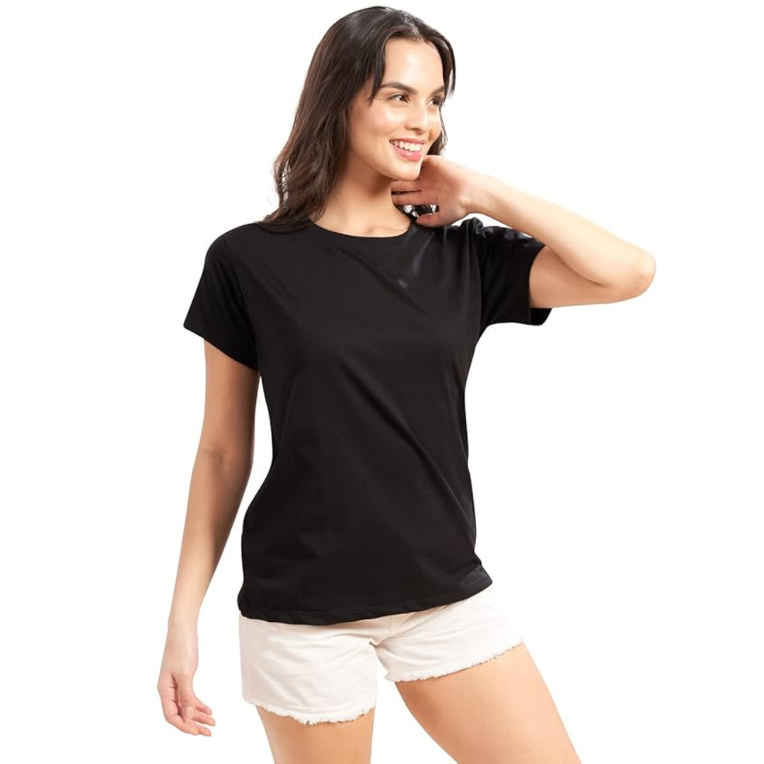 Deevaz Women's Cotton Relaxed Fit Lounge T Shirt - Relax Fit, Round Neck, Short Sleeves.