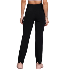 Deevaz Women Groove-In High Waist Cotton Spandex Flared Pants In Black Color.