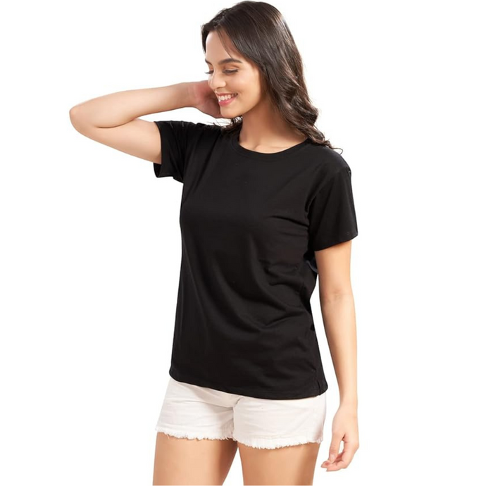 Deevaz Women's Cotton Relaxed Fit Lounge T Shirt - Relax Fit, Round Neck, Short Sleeves.