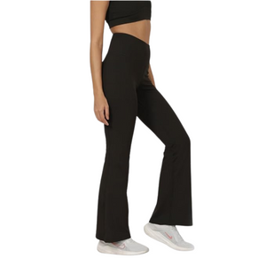 Deevaz Women Groove-In High Waist Cotton Spandex Flared Pants In Black Color.