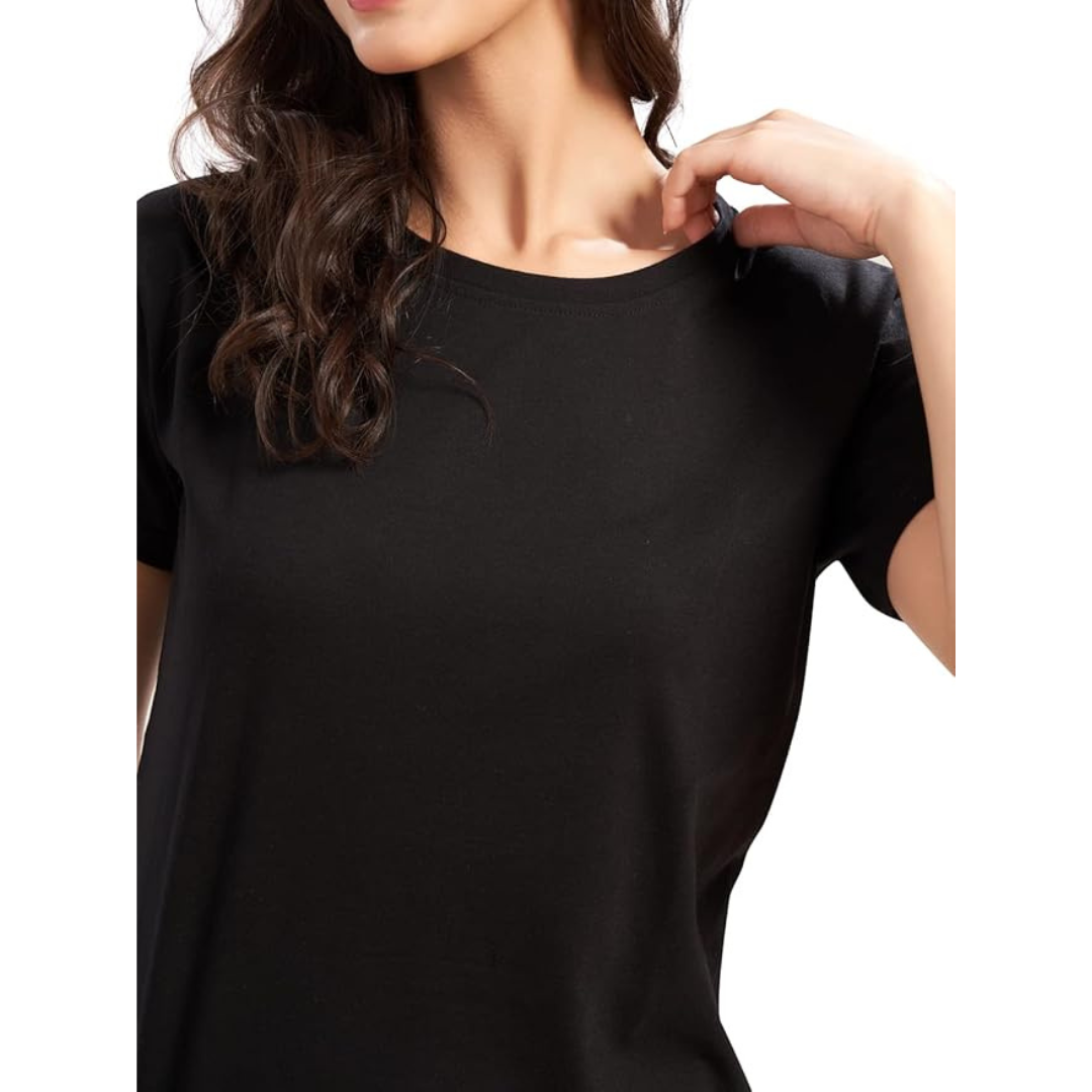 Deevaz Women's Cotton Relaxed Fit Lounge T Shirt - Relax Fit, Round Neck, Short Sleeves.