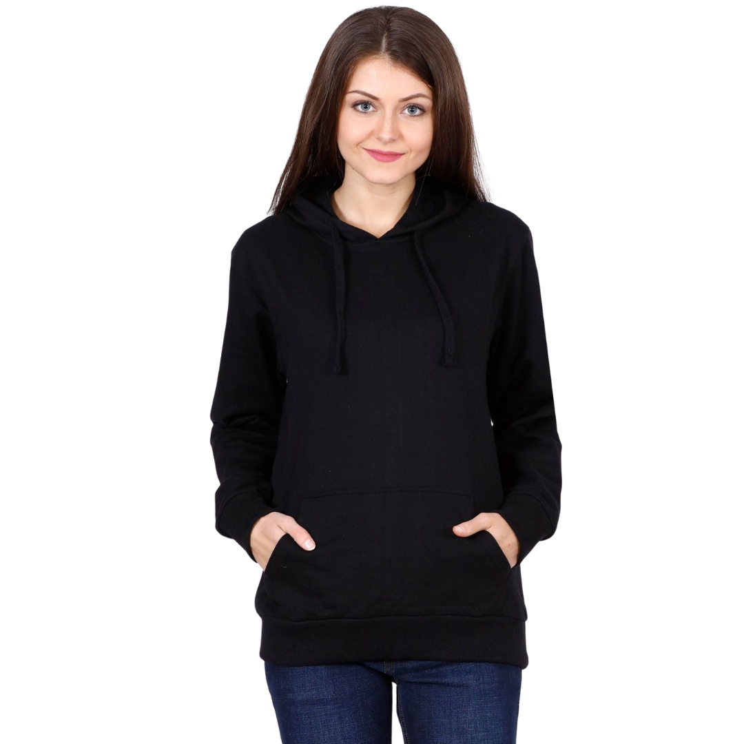 Deevaz Hoodie Full Sleeves Cool & Stylish Sweatshirt Winter Wear For Women In Black Color.