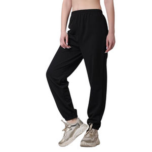 Deevaz Women's Solid Comfort Fleece Regular-Fit Cotton Joggers Track Pant In Black color.