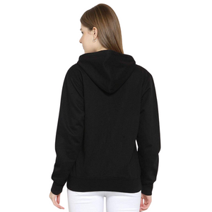 Deevaz Women's Over Size Full Zip-Up Hoodie Jacket Cotton Sweatshirt In Black Color
