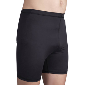 Deevaz Men's Solid Slim-Fit Swim Shorts In Black Color.