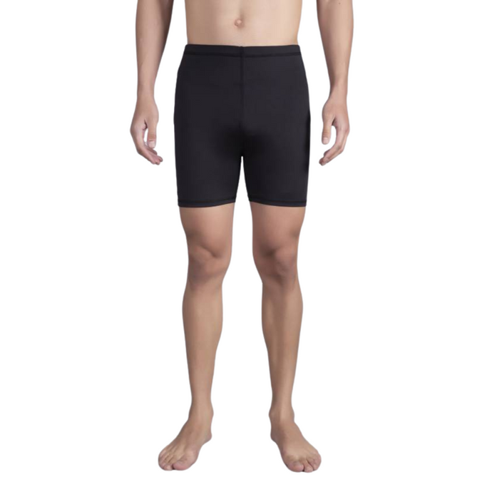 Deevaz Men's Solid Slim-Fit Swim Shorts In Black Color.