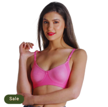 Deevaz Cotton Rich Non-padded Denim Inspired Bra in Dual tone of Taffy Pink Colour.