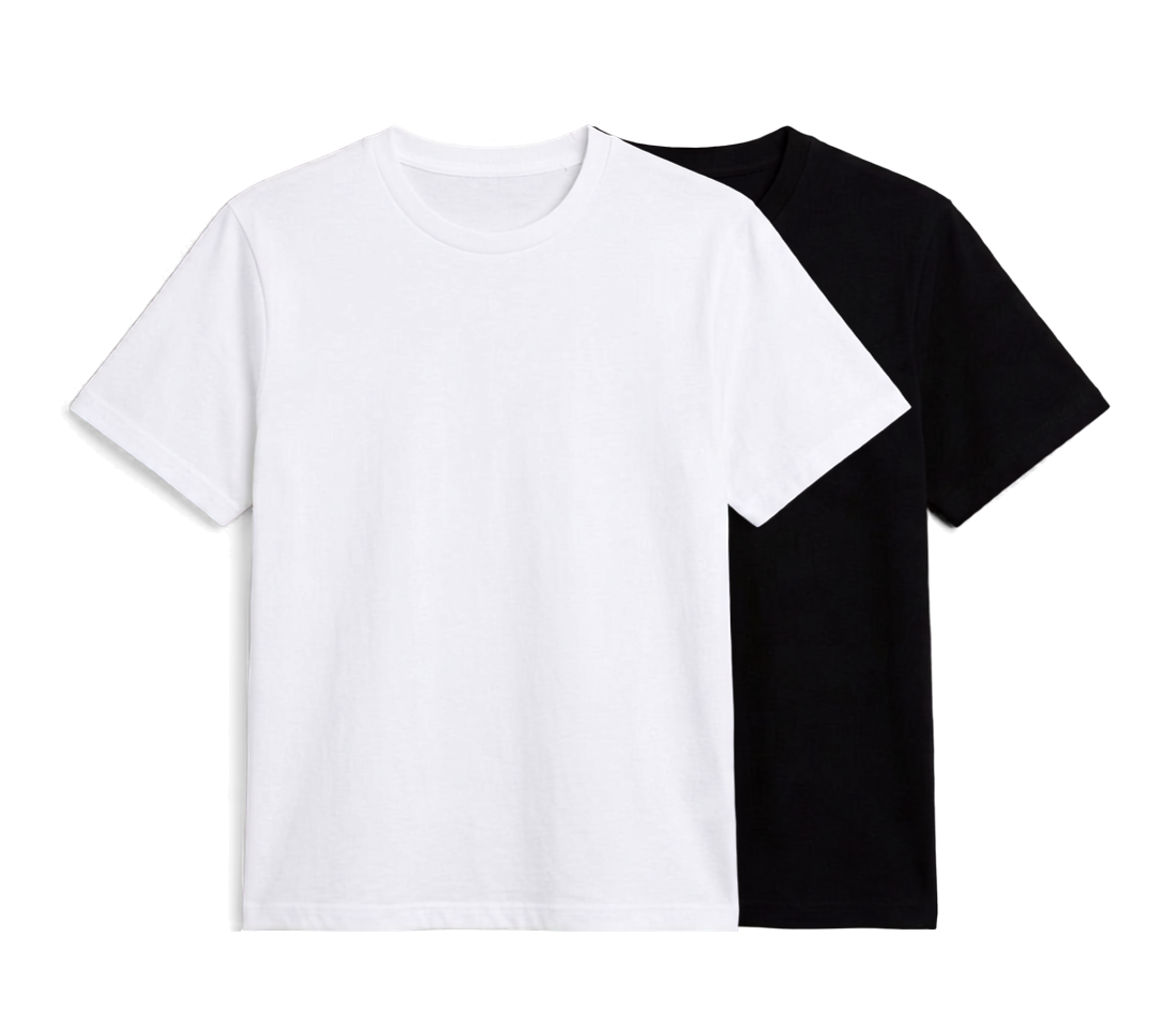 Deevaz Essential Plain Cottan T-Shirt Pack (Set of 2) – Premium Black & White Crew Necks