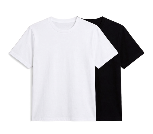 Deevaz Essential Plain Cottan T-Shirt Pack (Set of 2) – Premium Black & White Crew Necks