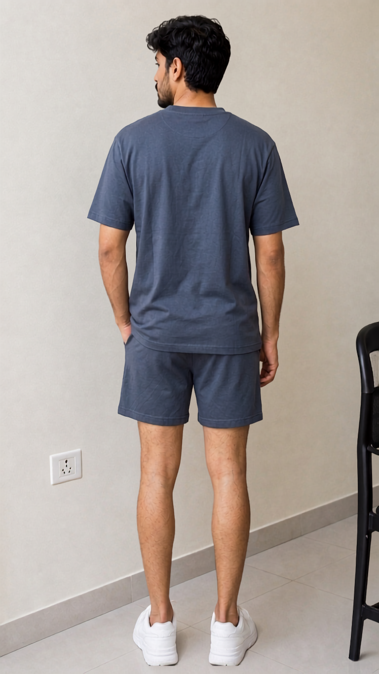 Deevaz Men’s Premium Grey T-Shirt & Shorts Co-Ord Set