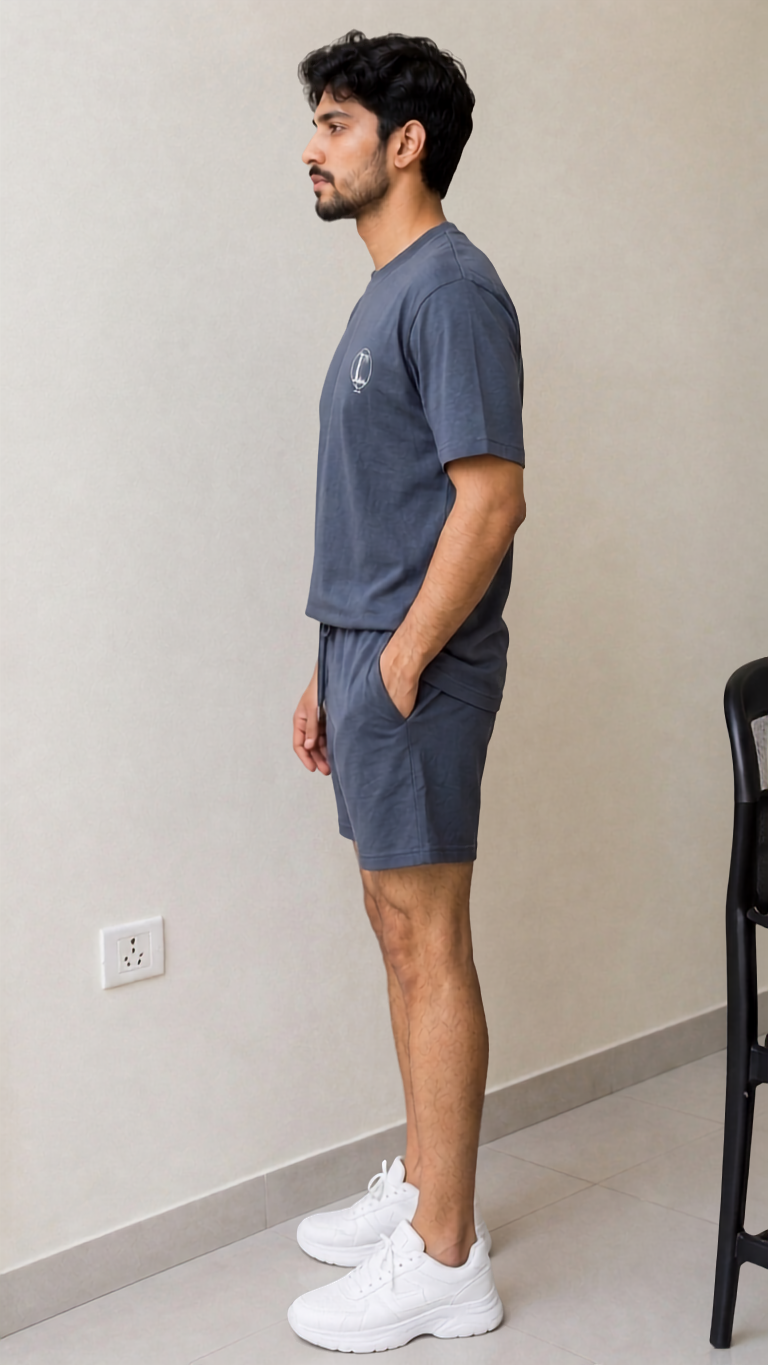 Deevaz Men’s Premium Grey T-Shirt & Shorts Co-Ord Set